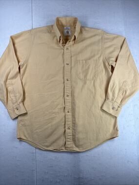 Vintage Viyella Mens Button Down Shirt Yellow Cotton Wool Plaid Long Sleeve Sz M